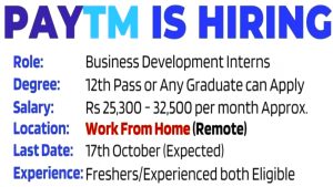 Paytm Work From Home Jobs 2023 