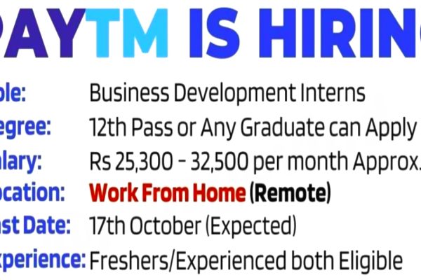 Paytm Work From Home Jobs 2023
