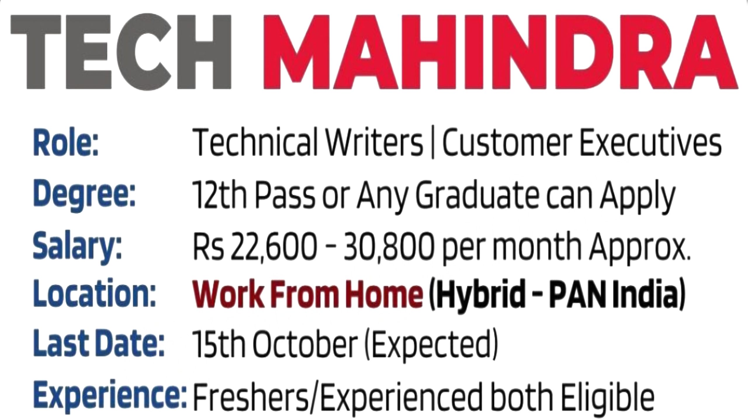 Tech Mahindra Work From Home Jobs 2023