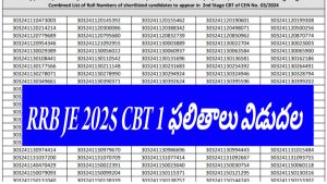 RRB JR 2025 CBT 1 Result Out