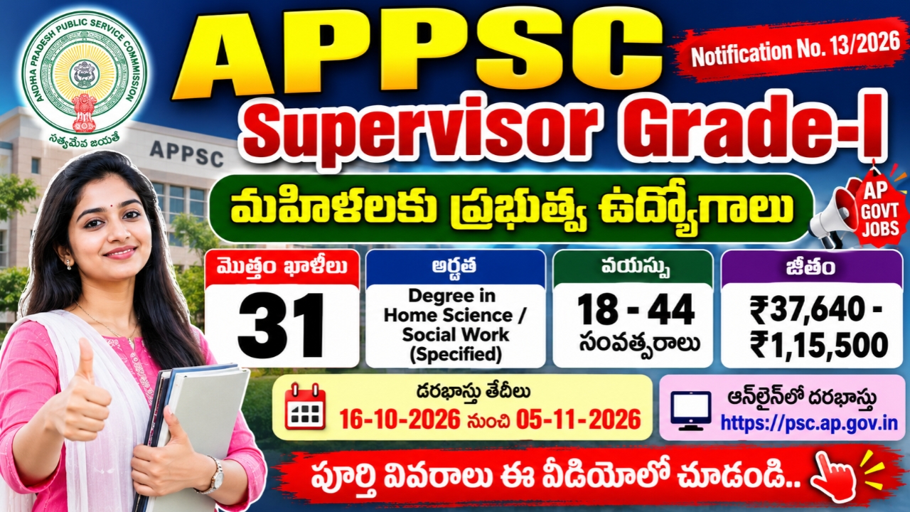 APPSC Supervisor Grade-I Recruitment 2026